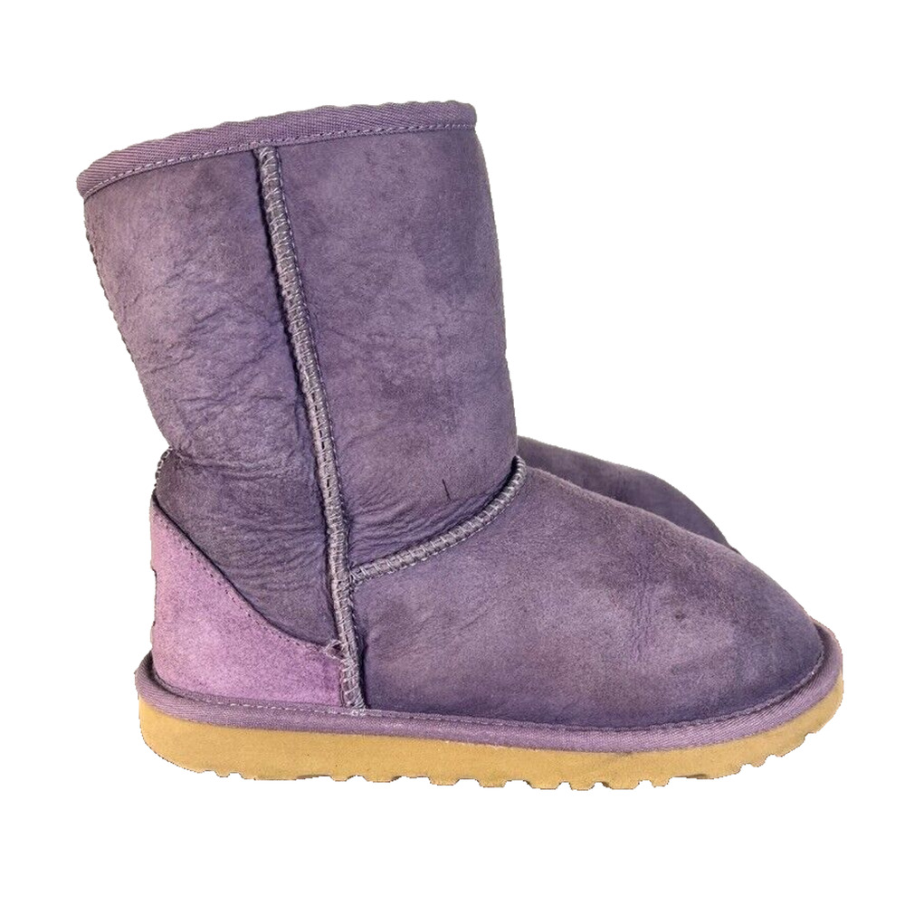 UGG Boots Womens Size 4 Classic Short Teal Leather Suede Sheepskin Lined Winter